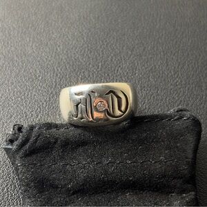 Chrome Hearts Seal Stamp Silver Pave Ring Size 9.5 12.8g